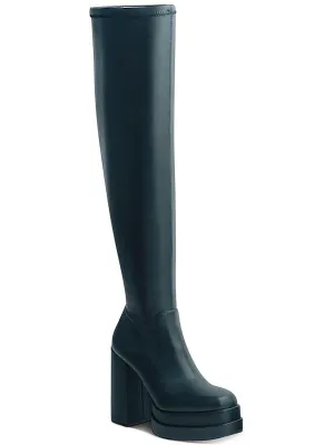 Reformation Ozzey Womens Faux Leather Heels Over-The-Knee Boots