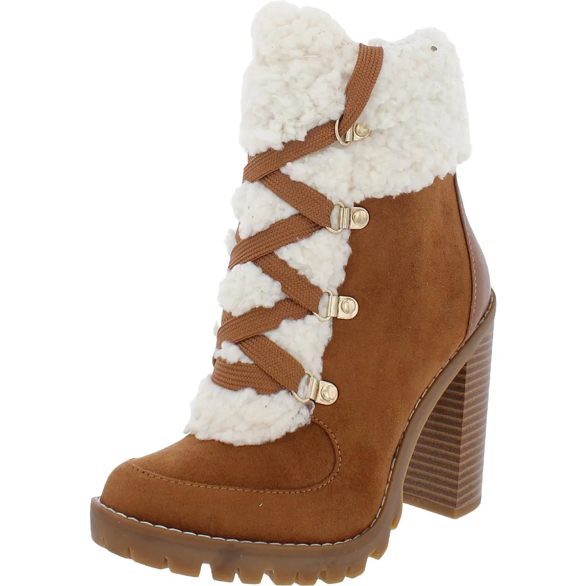 Reformation Palli Womens Faux Suede Ankle Combat & Lace-up Boots