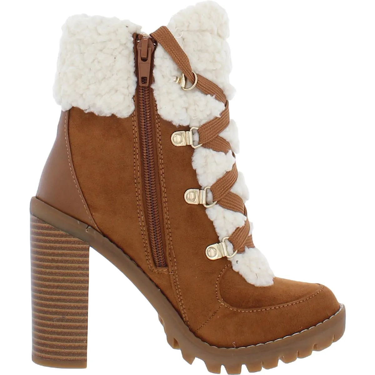 Reformation Palli Womens Faux Suede Ankle Combat & Lace-up Boots