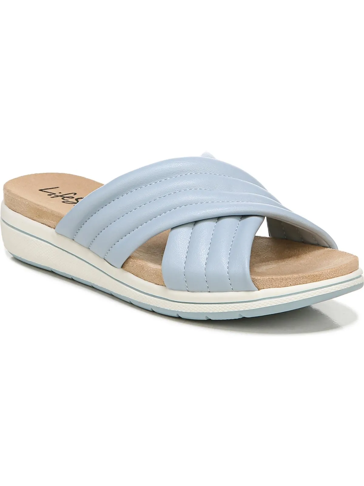 Reformation Panama Womens Faux Leather Slip On Wedge Sandals