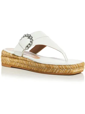 Reformation Pearl Womens Wedge Embellished Thong Sandals