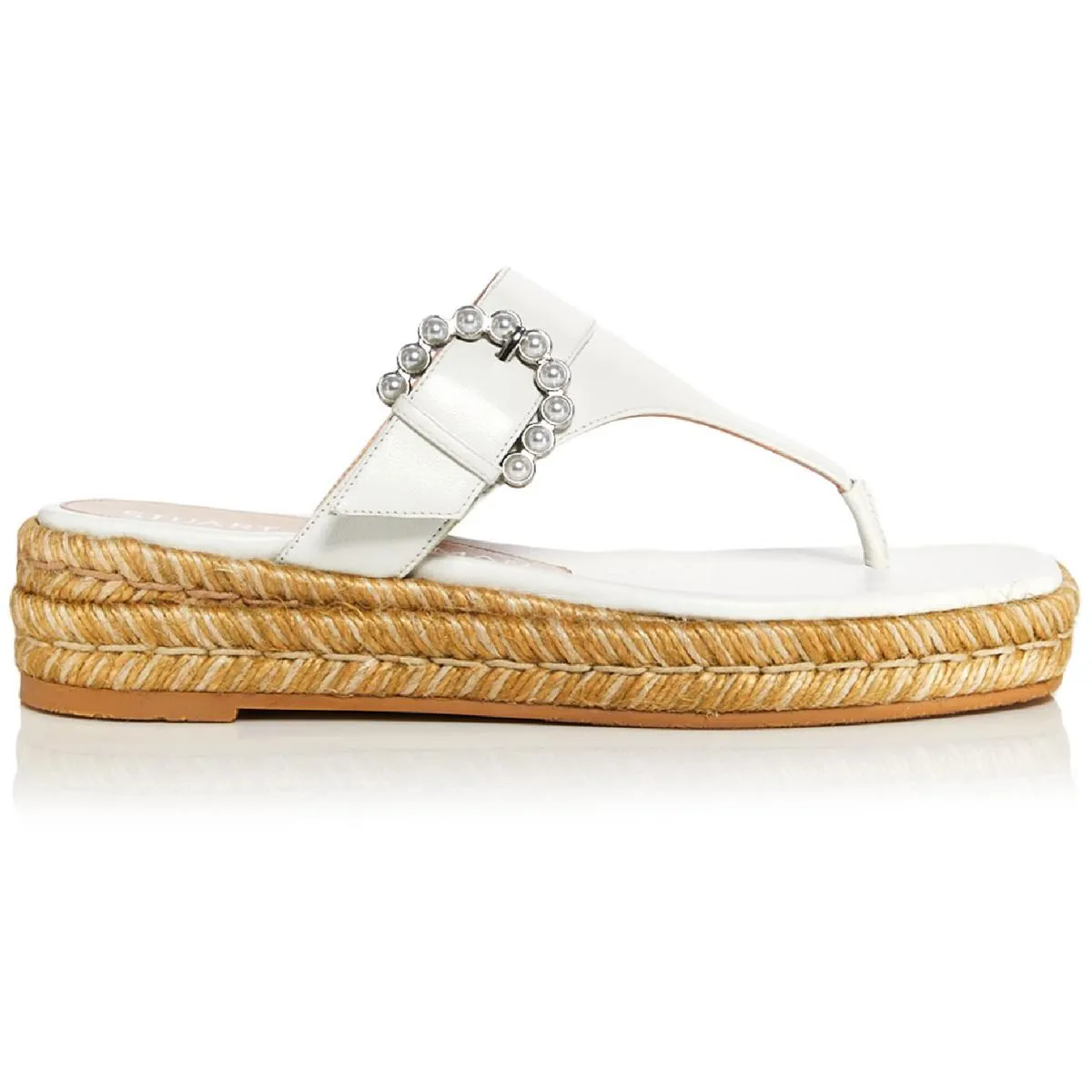 Reformation Pearl Womens Wedge Embellished Thong Sandals