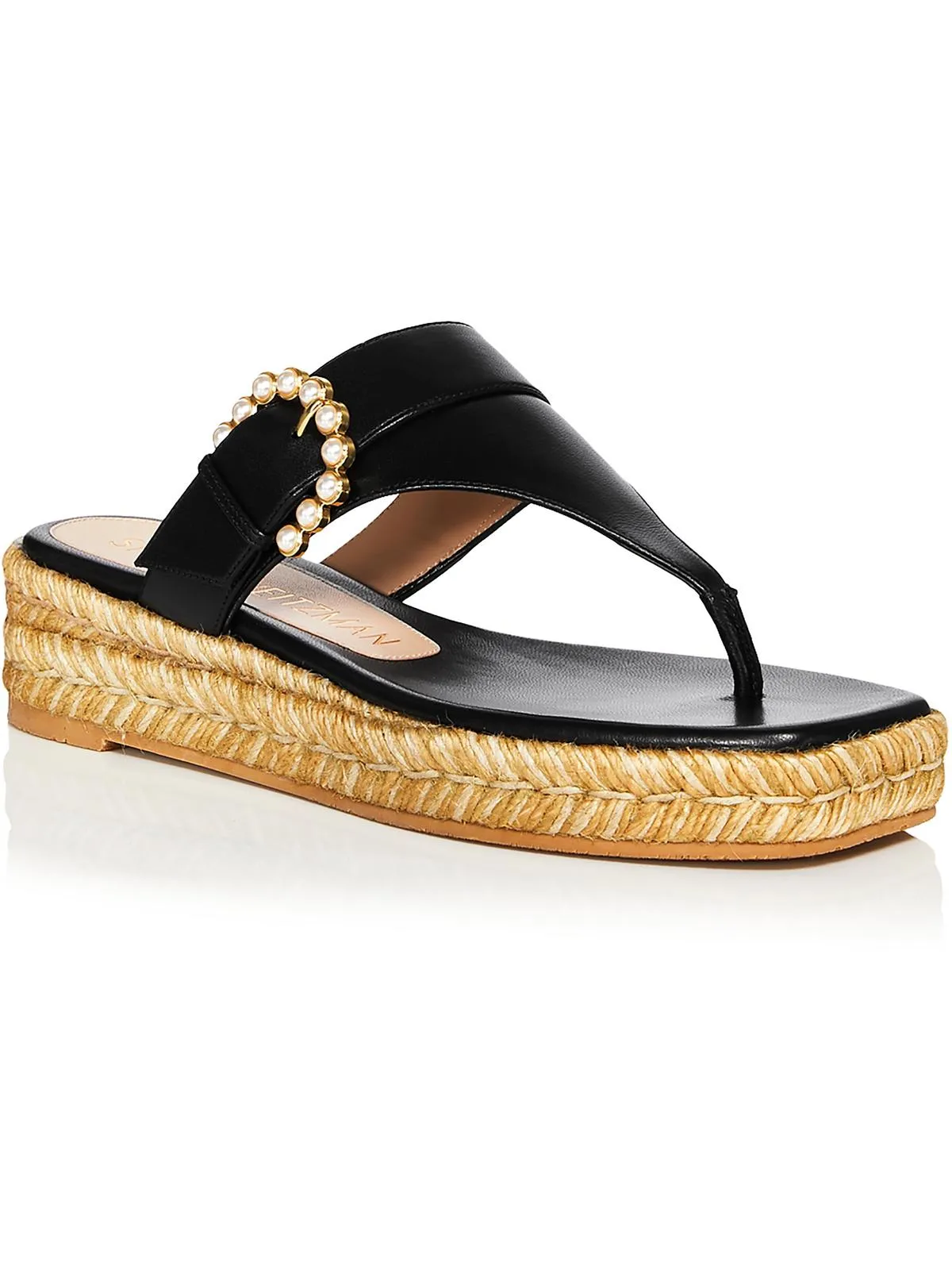 Reformation Pearl Womens Wedge Embellished Thong Sandals