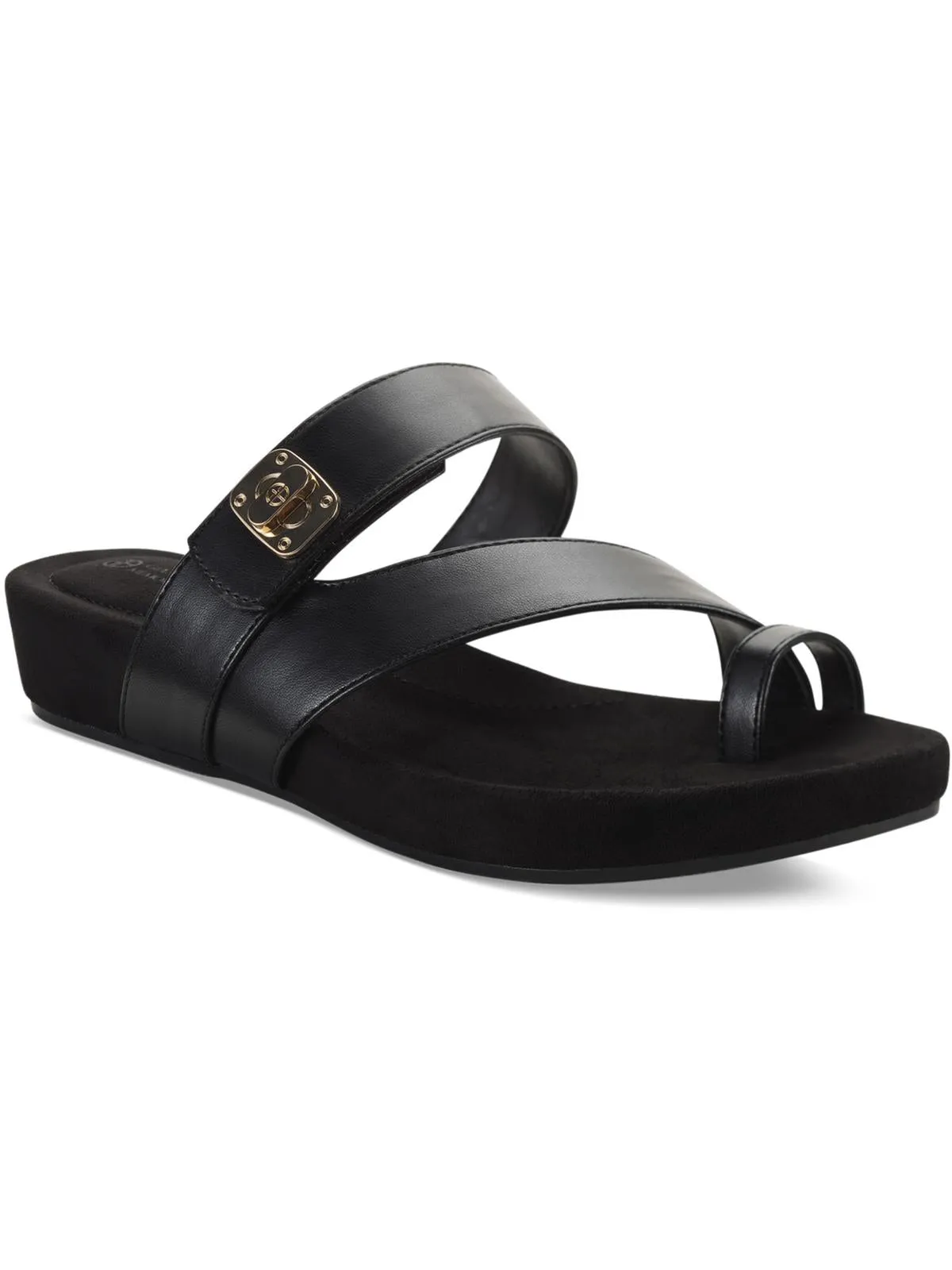 Reformation Rilleyy Womens Faux Leather Toe Loop Slide Sandals