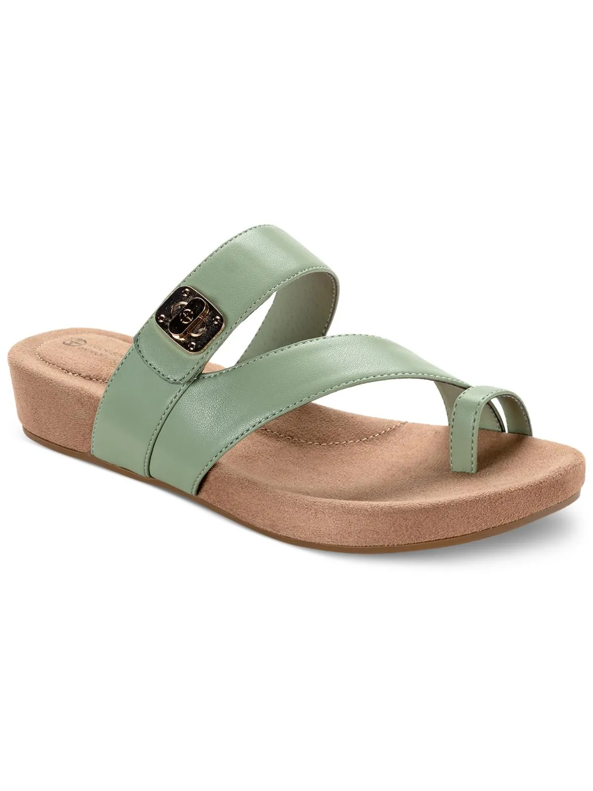 Reformation Rilleyy Womens Faux Leather Toe Loop Slide Sandals