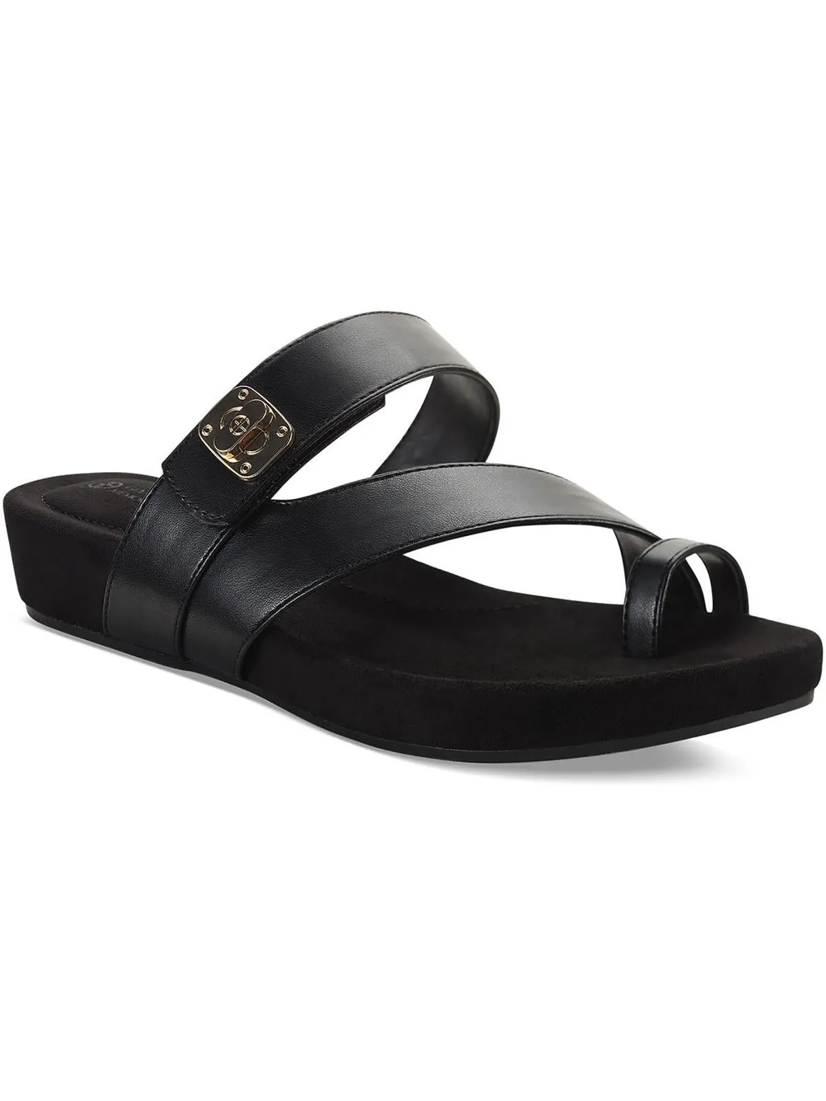 Reformation Rilleyy Womens Faux Leather Toe Loop Slide Sandals