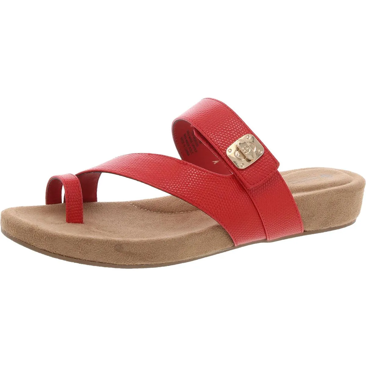 Reformation Rilleyy Womens Faux Leather Toe Loop Slide Sandals