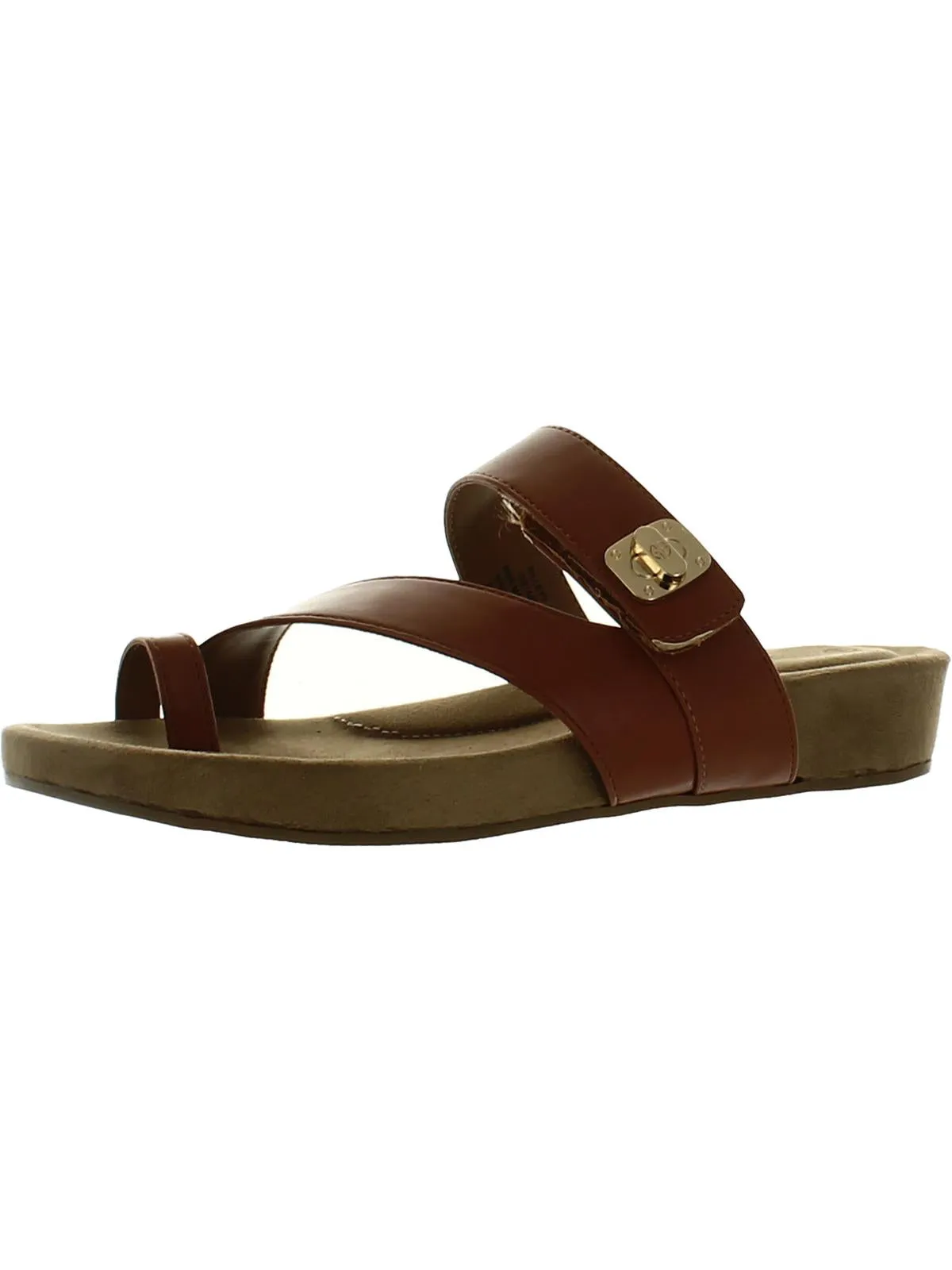 Reformation Rilleyy Womens Faux Leather Toe Loop Slide Sandals
