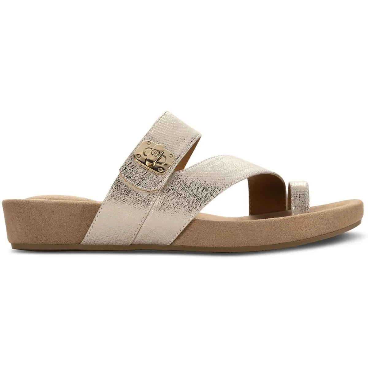 Reformation Rilleyy Womens Faux Leather Toe Loop Slide Sandals