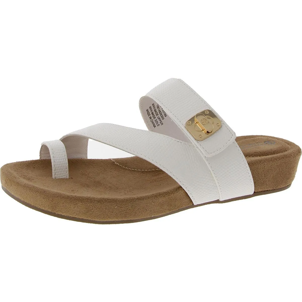 Reformation Rilleyy Womens Faux Leather Toe Loop Slide Sandals