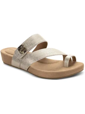 Reformation Rilleyy Womens Faux Leather Toe Loop Slide Sandals