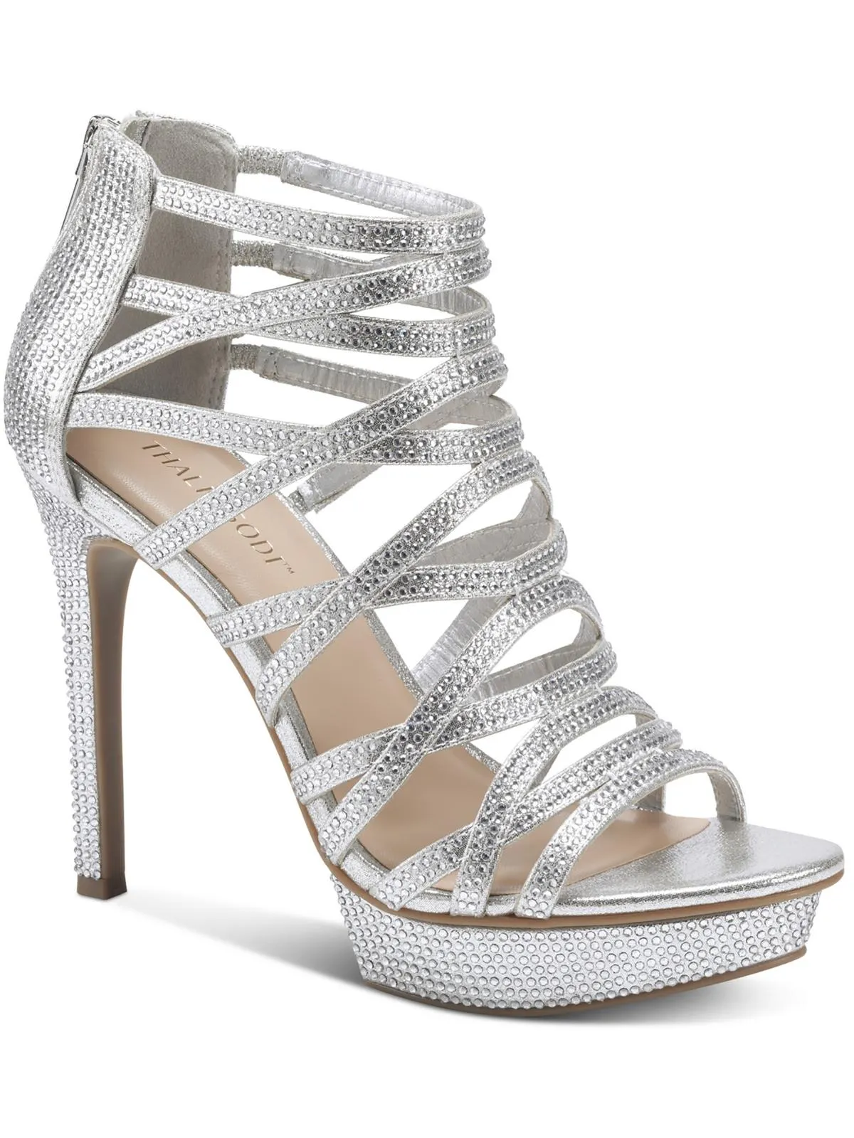 Reformation Silvia Womens Rhinestone Caged Platform Sandals