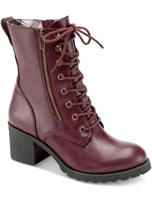 Reformation Sloanie Womens Faux Leather Lace-Up Booties