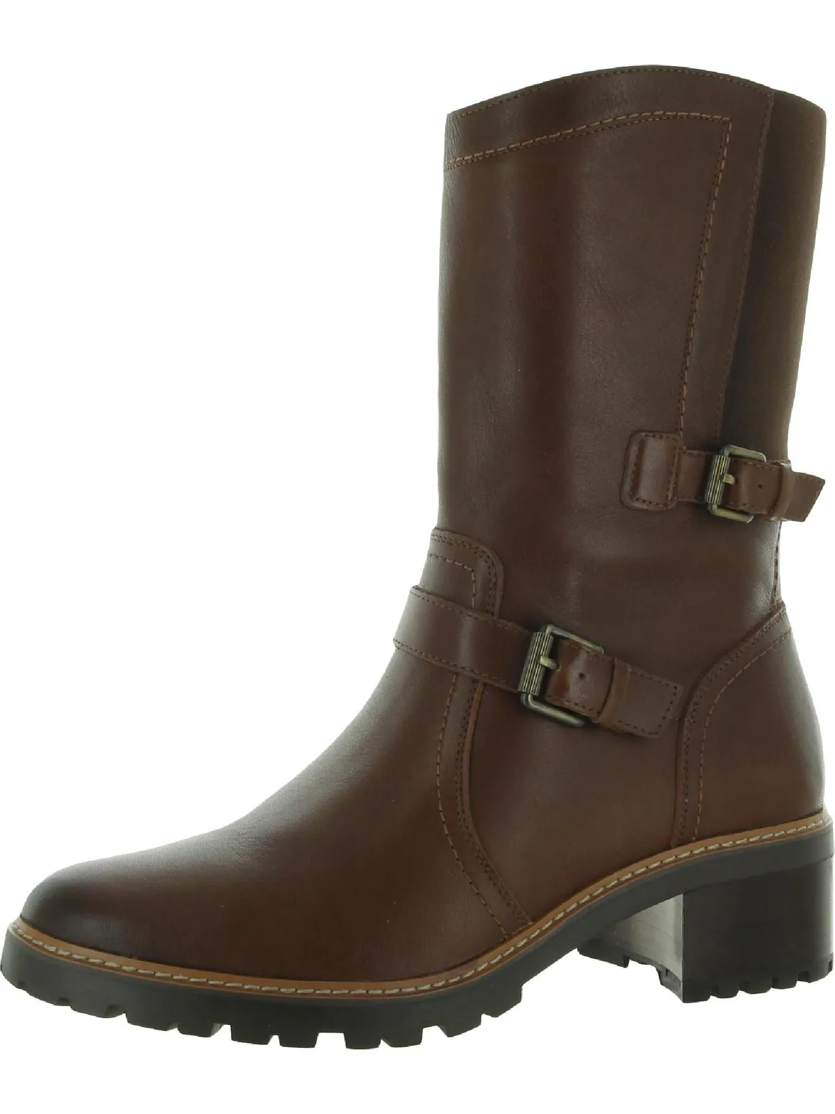 Reformation Talon Womens Leather Motorcycle Mid-Calf Boots