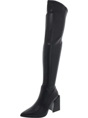 Reformation Tanzee Womens Faux Leather Pointed Toe Over-The-Knee Boots