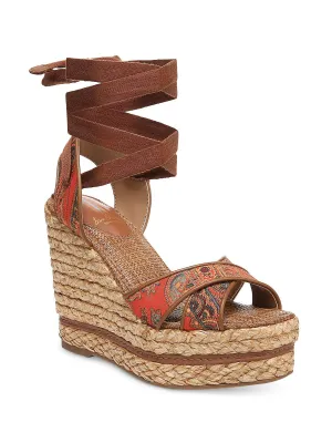Reformation Vaughn Womens Paisley Raffia Wedge Sandals