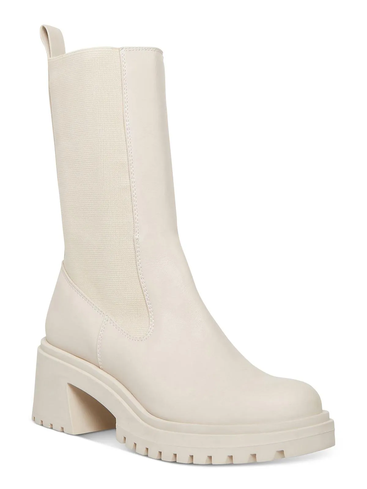 Reformation Womens Leather Stretch Mid-Calf Boots