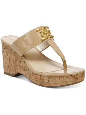 Reformation Yardlie Womens Patent Cork Wedge Sandals