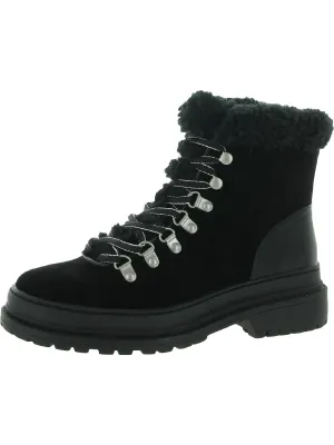 Reformation Yvonne Womens Suede Faux Fur Trim Hiking Boots
