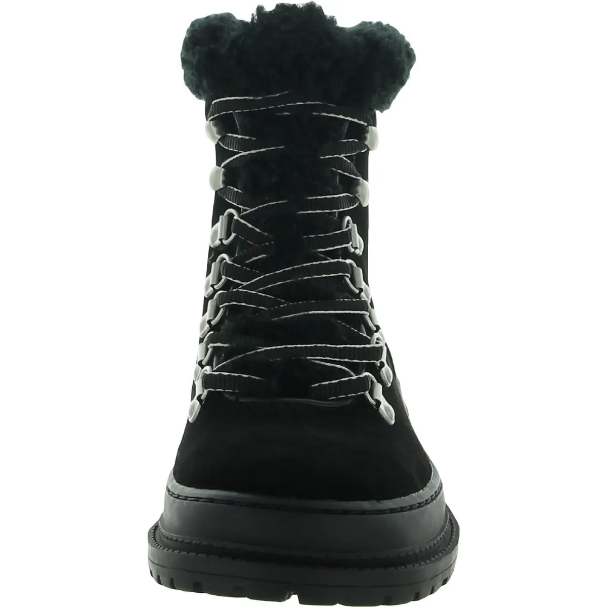 Reformation Yvonne Womens Suede Faux Fur Trim Hiking Boots