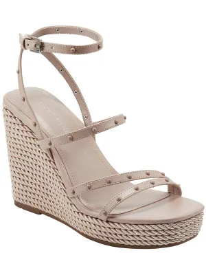 Reformation Zig  Womens Faux Leather Studded Wedge Sandals
