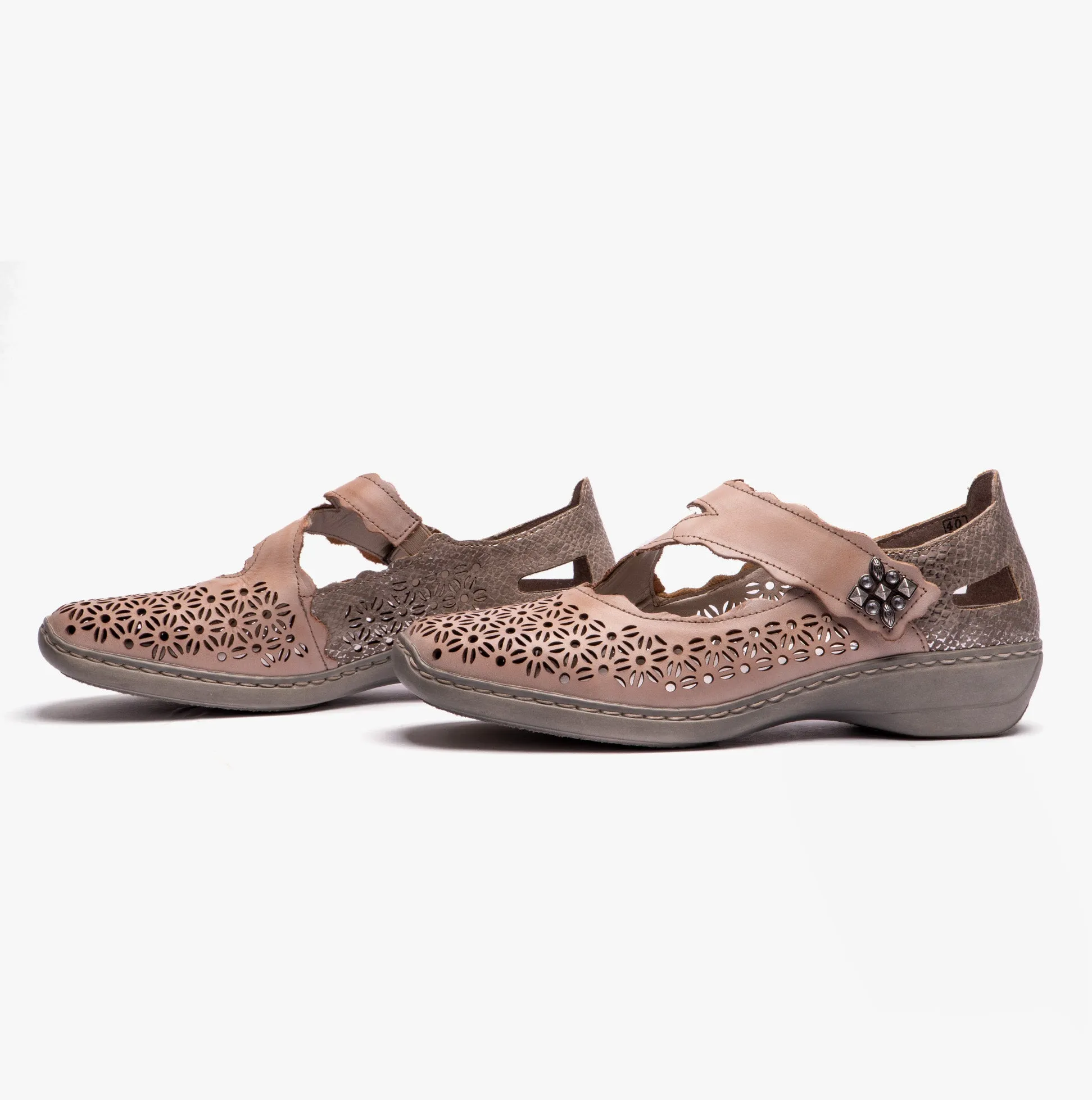Rieker 413G4-42 Womens Shoes Beige Multi