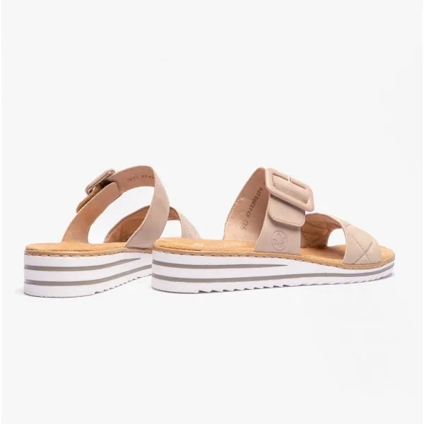 Rieker V0694-62 Womens Mules Beige