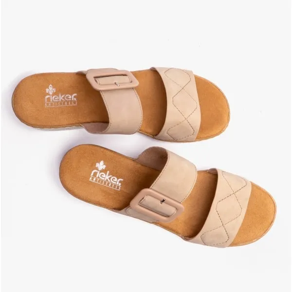 Rieker V0694-62 Womens Mules Beige