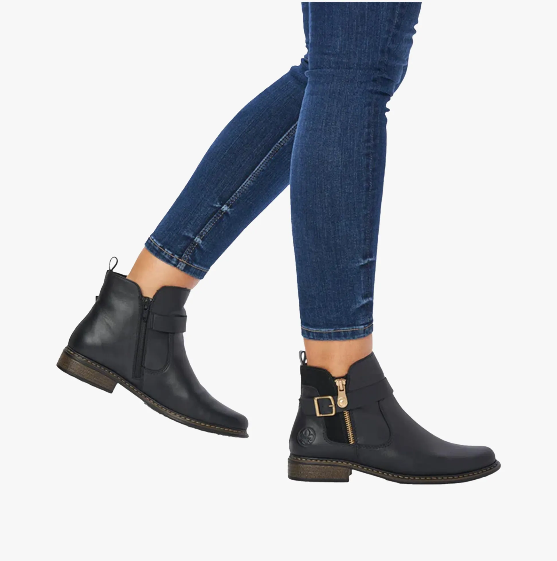 Rieker Z4959-00 Womens Leather Boots Black
