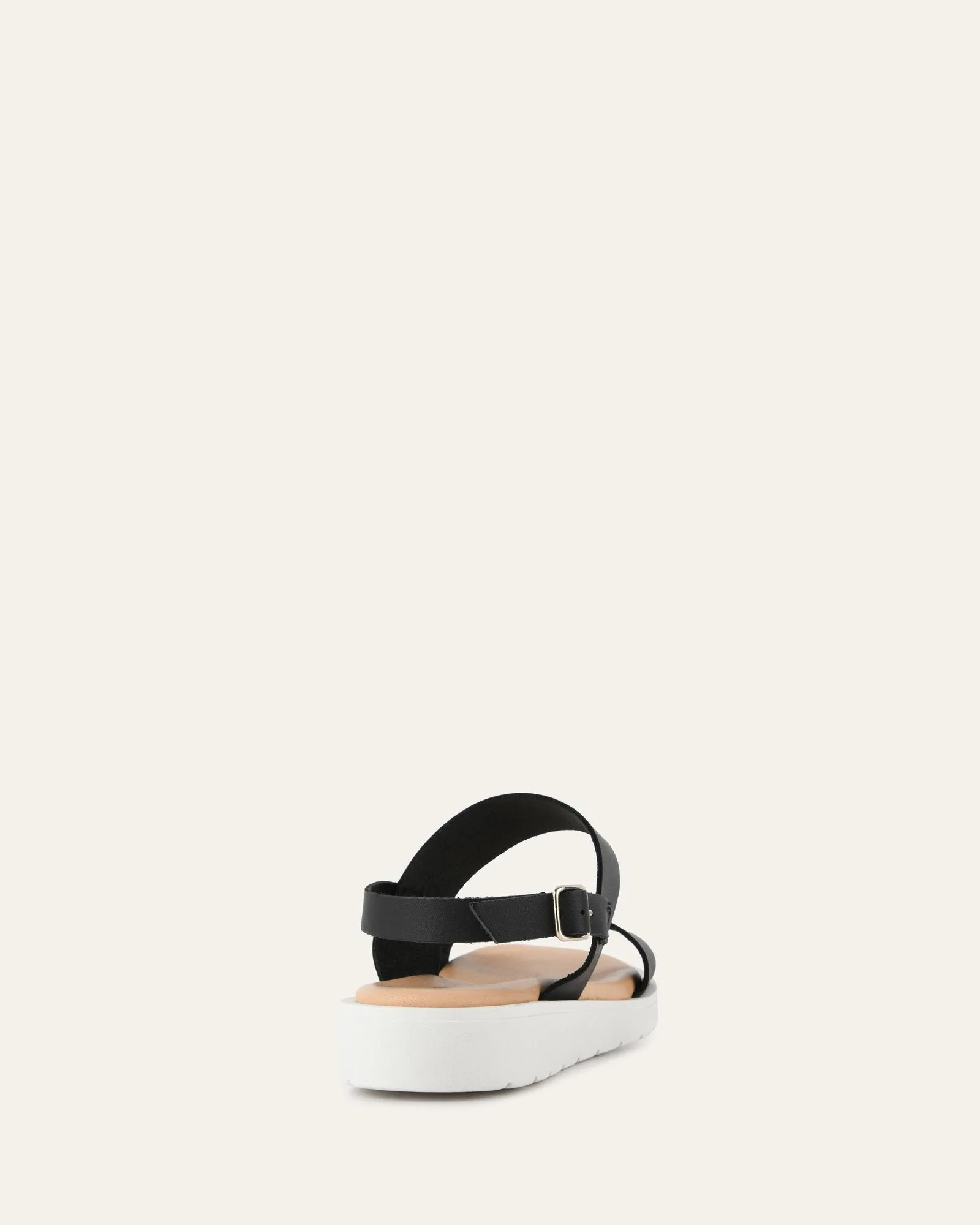 ROSALIE FLAT SANDALS BLACK LEATHER Jo Mercer