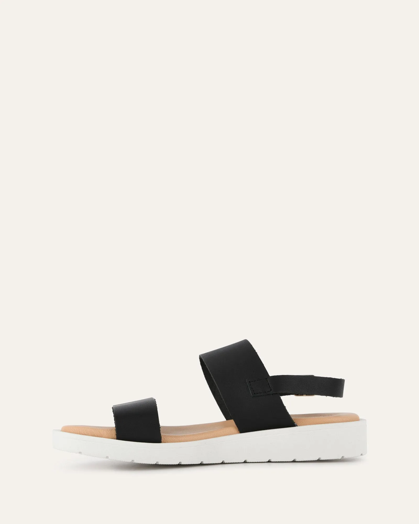 ROSALIE FLAT SANDALS BLACK LEATHER Jo Mercer