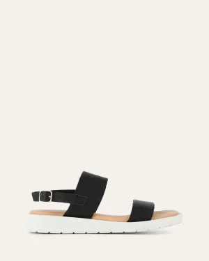 ROSALIE FLAT SANDALS BLACK LEATHER Jo Mercer
