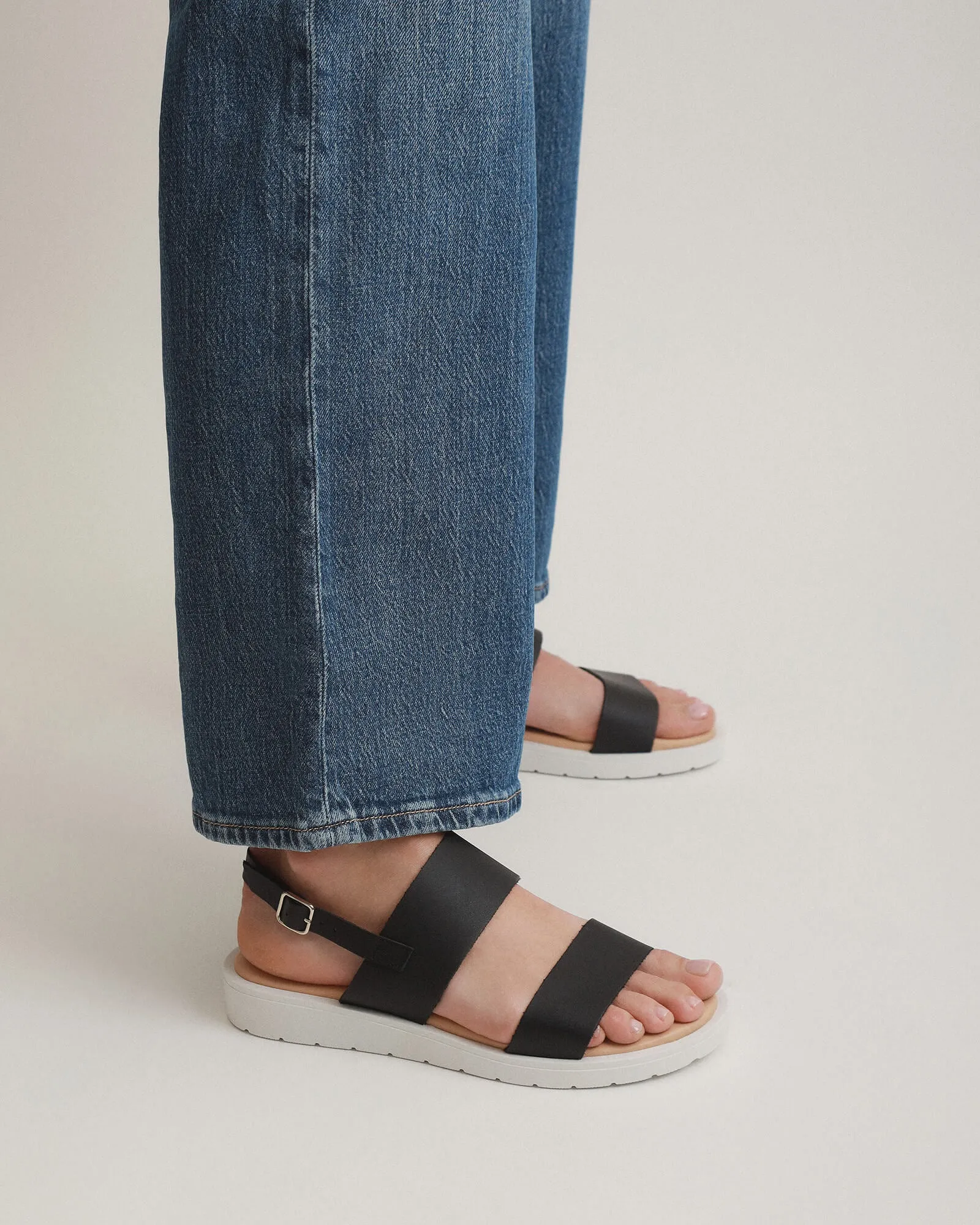 ROSALIE FLAT SANDALS BLACK LEATHER Jo Mercer
