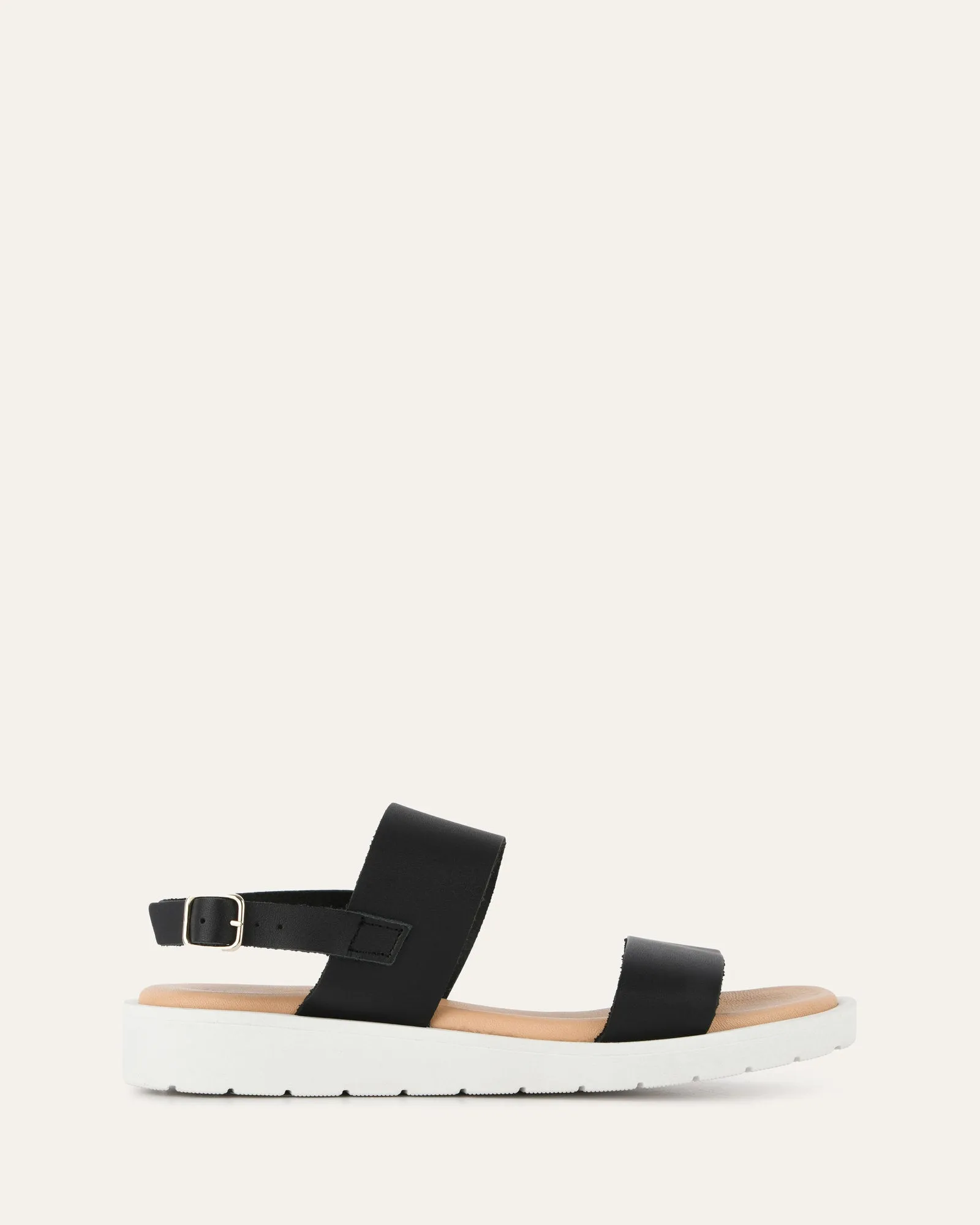 ROSALIE FLAT SANDALS BLACK LEATHER Jo Mercer
