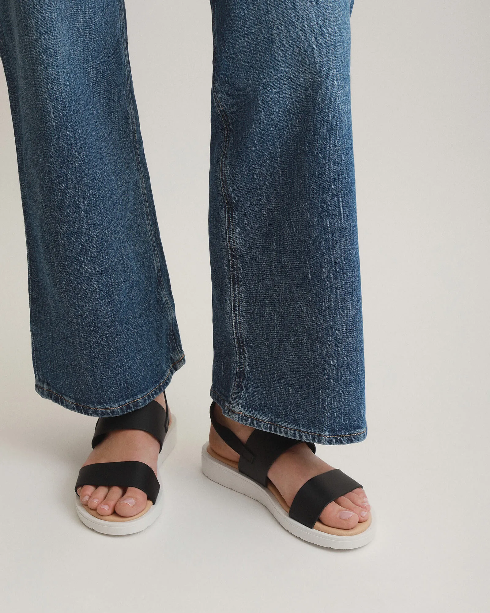 ROSALIE FLAT SANDALS BLACK LEATHER Jo Mercer