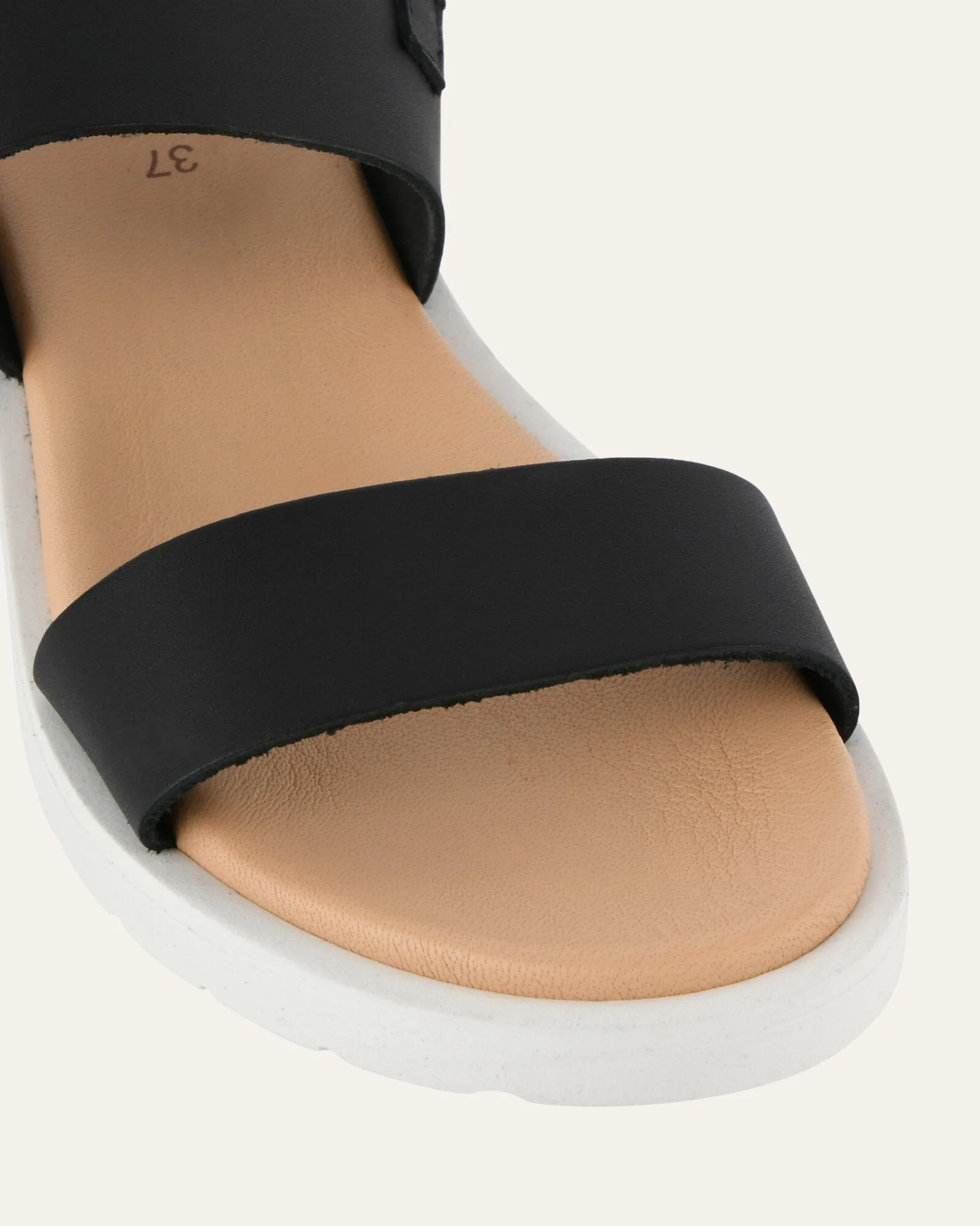 ROSALIE FLAT SANDALS BLACK LEATHER Jo Mercer
