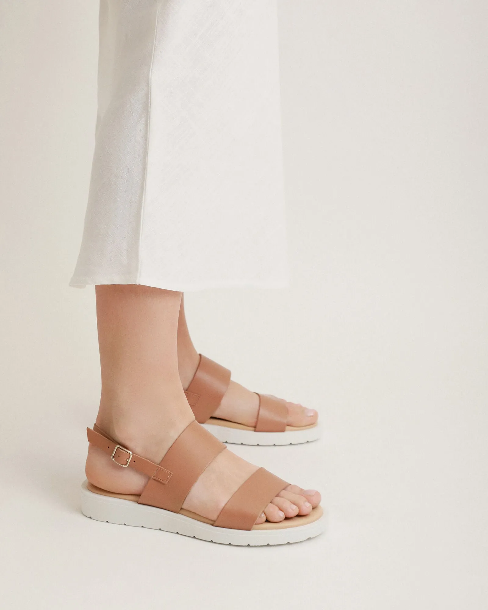 ROSALIE FLAT SANDALS TAN LEATHER Jo Mercer