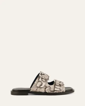 SEBASTIAN FLAT SLIDE NATURAL SNAKE PRINT LEATHER Jo Mercer
