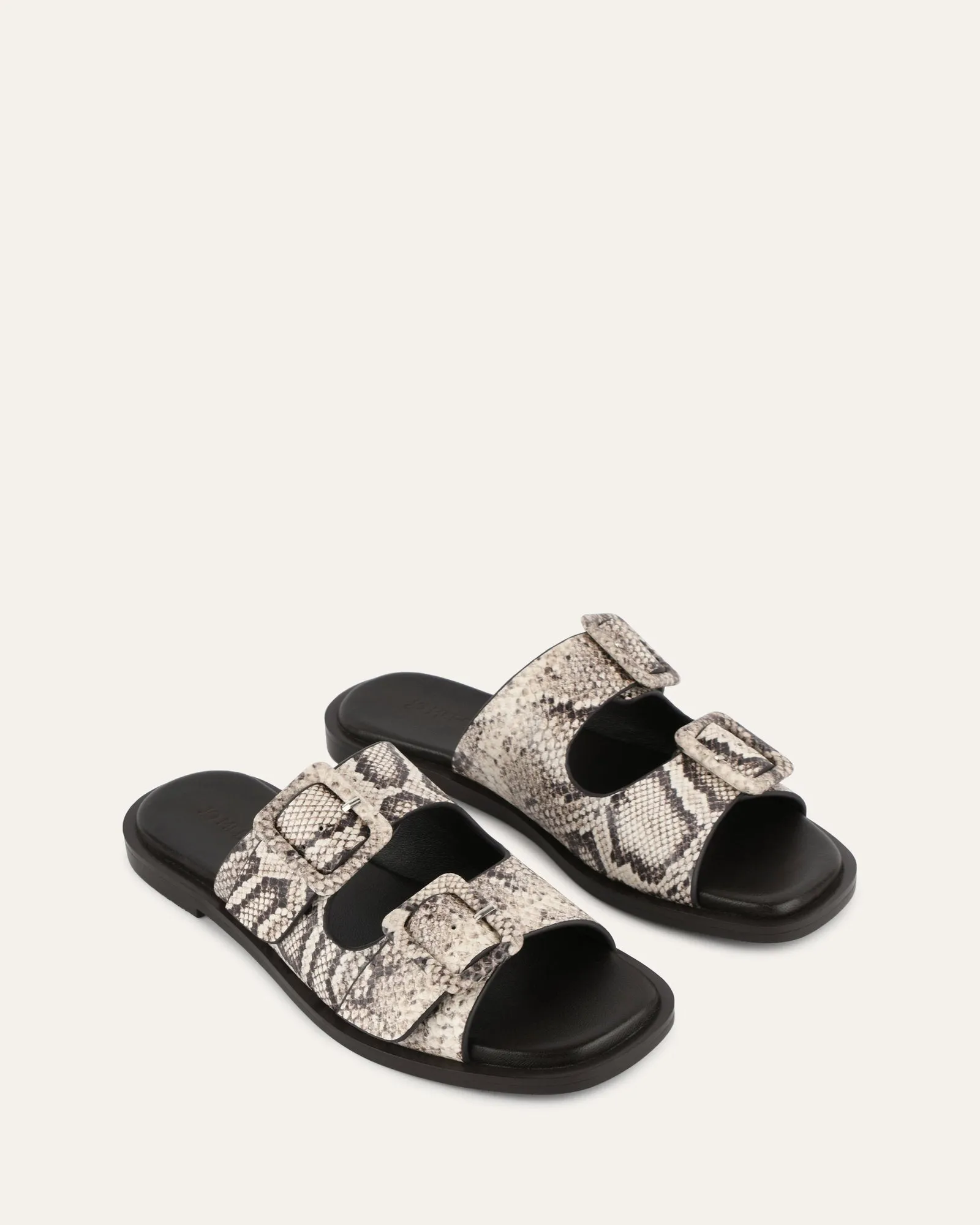 SEBASTIAN FLAT SLIDE NATURAL SNAKE PRINT LEATHER Jo Mercer