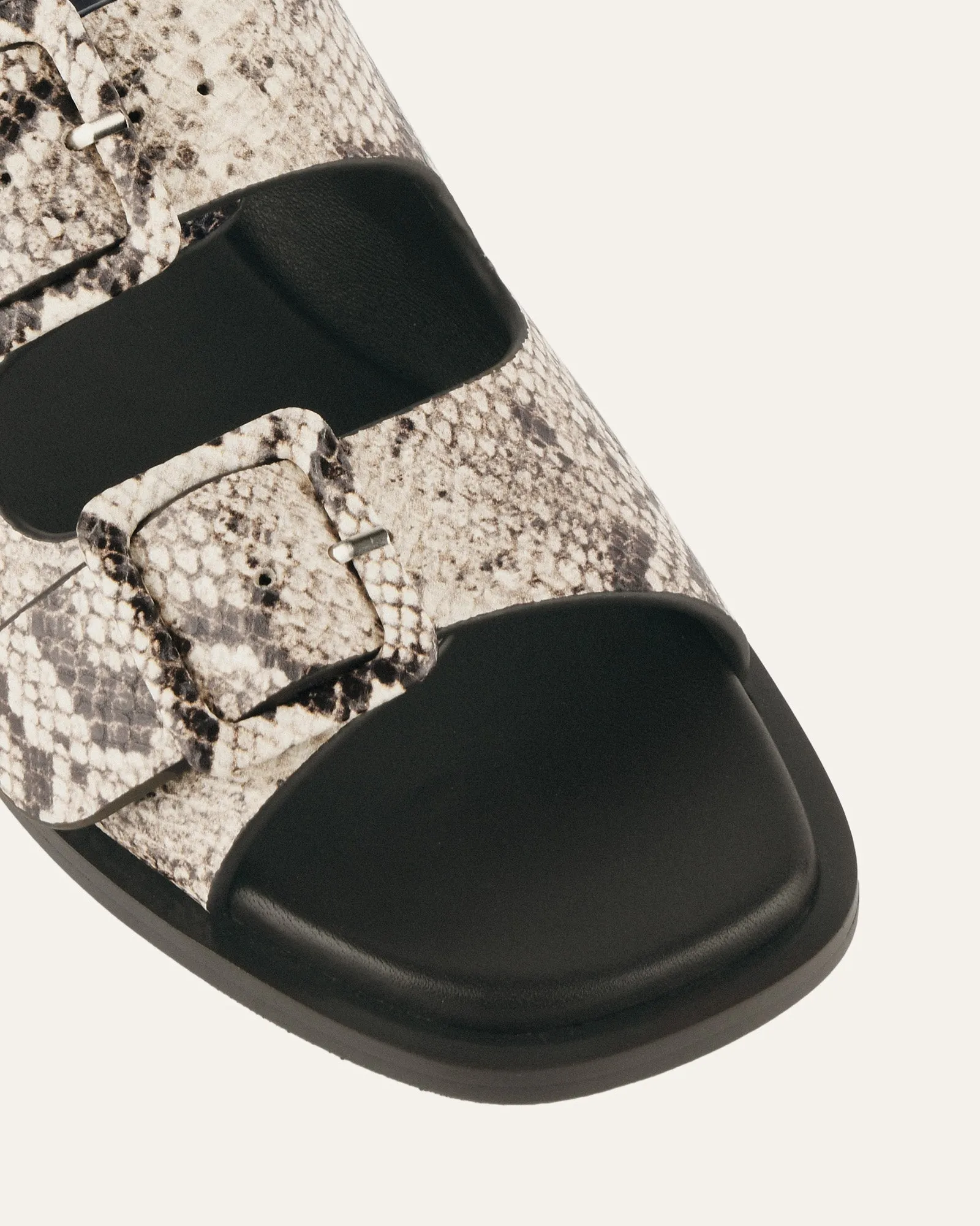 SEBASTIAN FLAT SLIDE NATURAL SNAKE PRINT LEATHER Jo Mercer