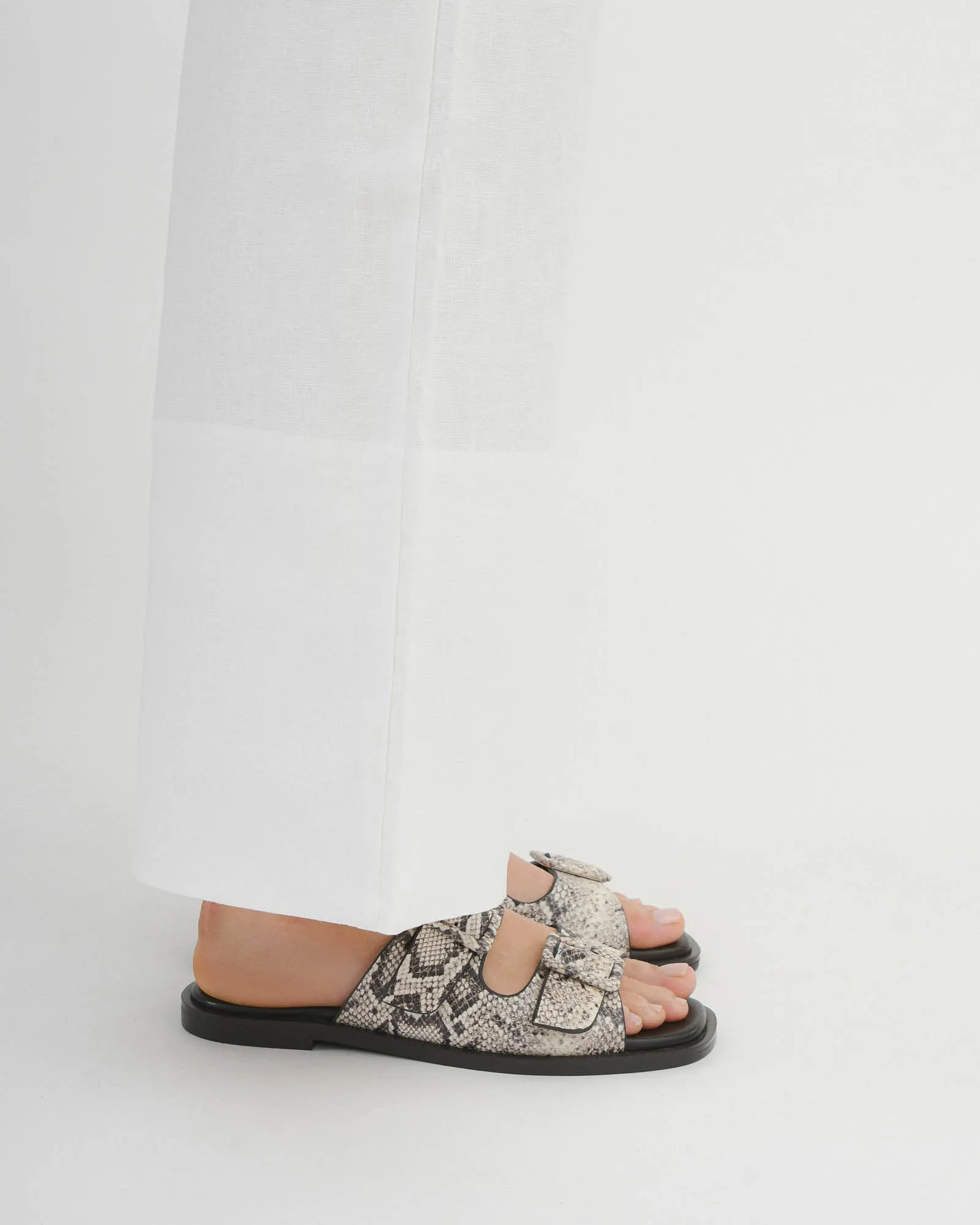 SEBASTIAN FLAT SLIDE NATURAL SNAKE PRINT LEATHER Jo Mercer