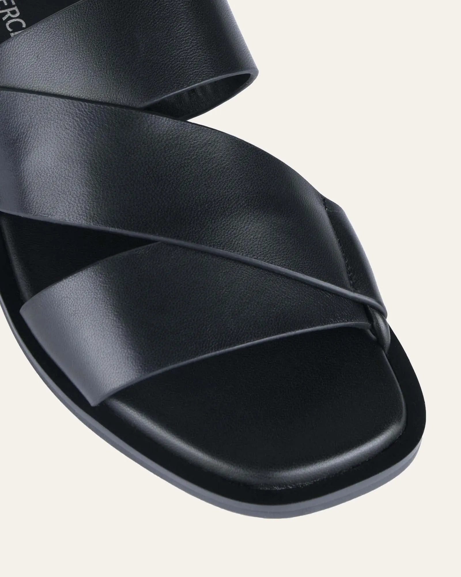 SHELBY FLAT SLIDES BLACK LEATHER Jo Mercer