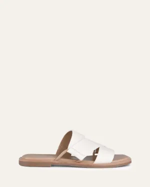 SHELBY FLAT SLIDES OFF WHITE LEATHER Jo Mercer