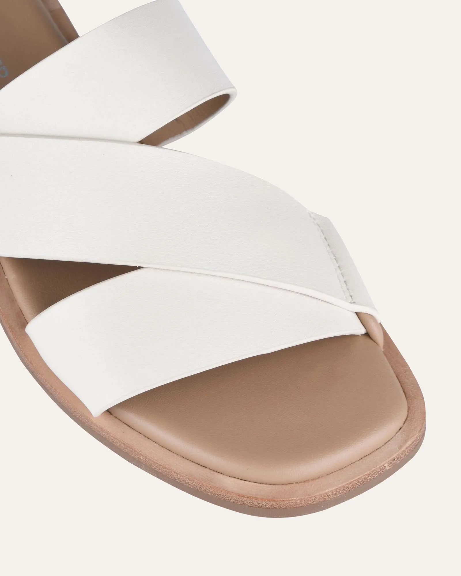 SHELBY FLAT SLIDES OFF WHITE LEATHER Jo Mercer