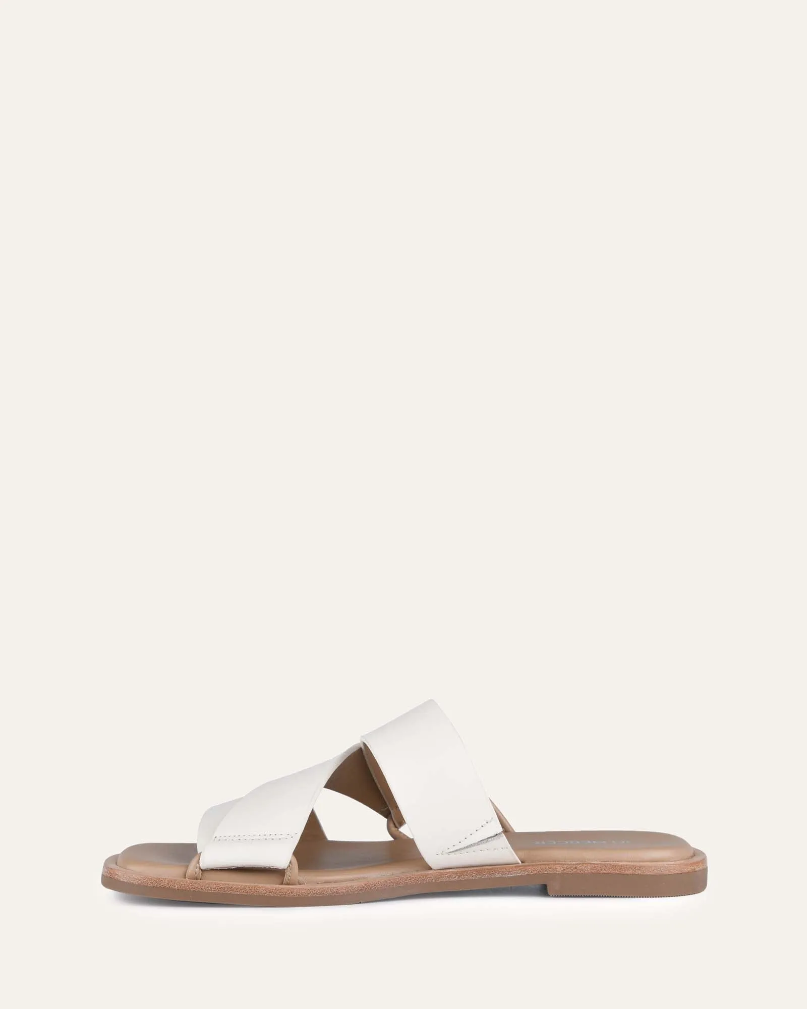 SHELBY FLAT SLIDES OFF WHITE LEATHER Jo Mercer