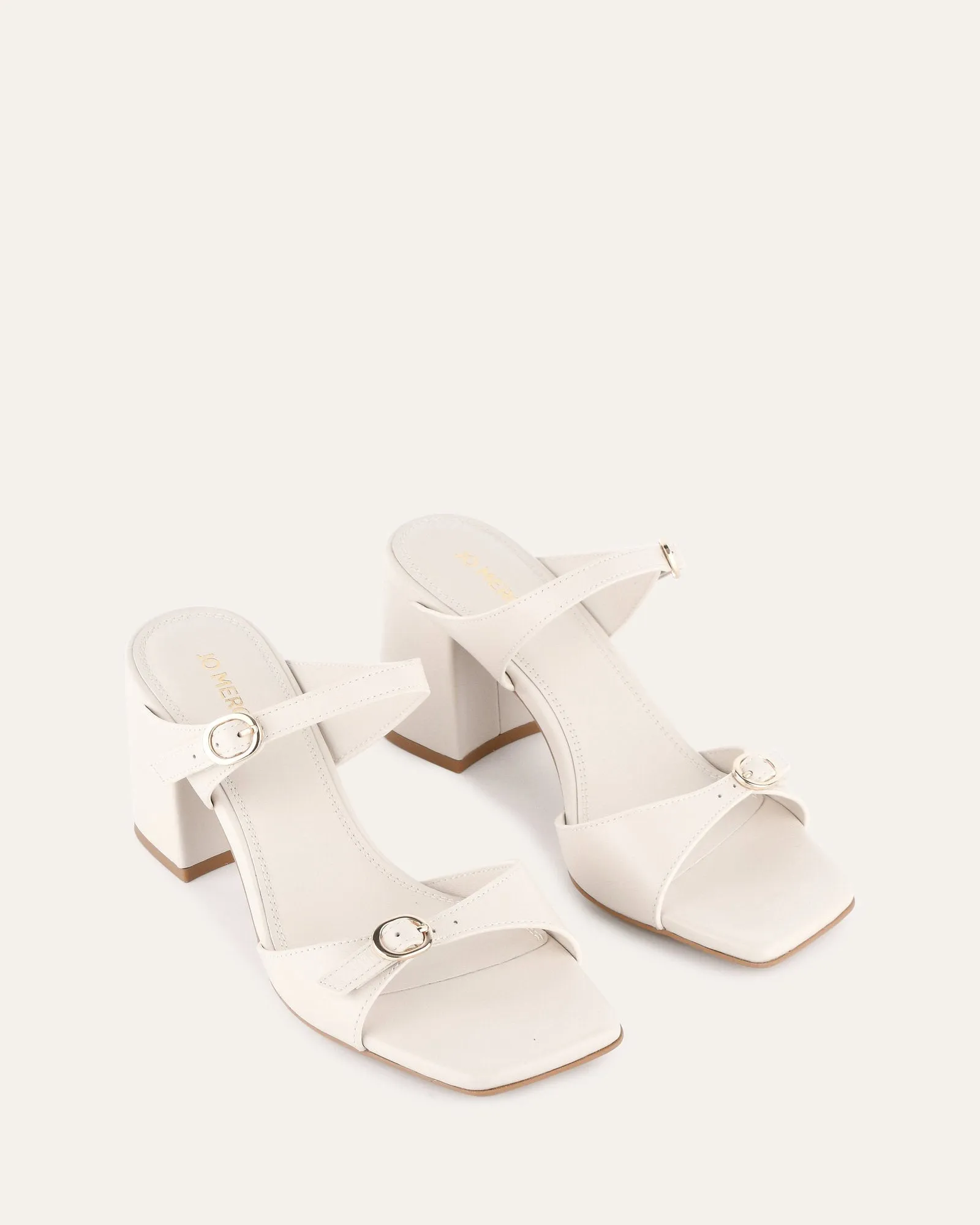 SPENCER MID HEEL SANDALS OFF WHITE LEATHER Jo Mercer