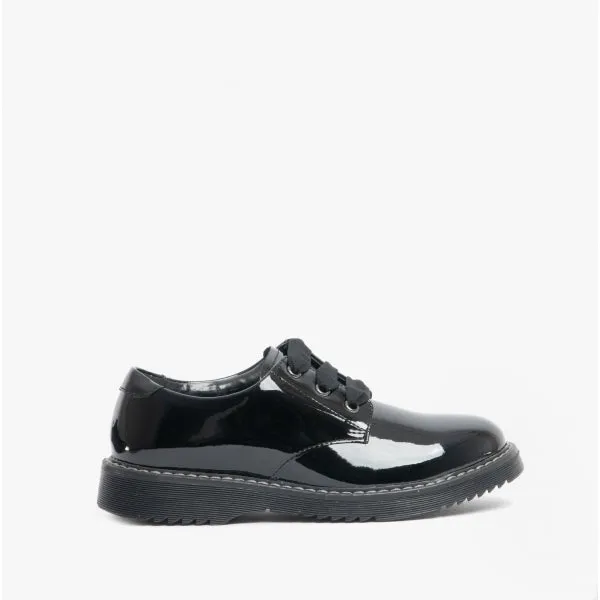 Start-Rite IMPACT Girls Leather Lace Up School Shoes Patent Black
