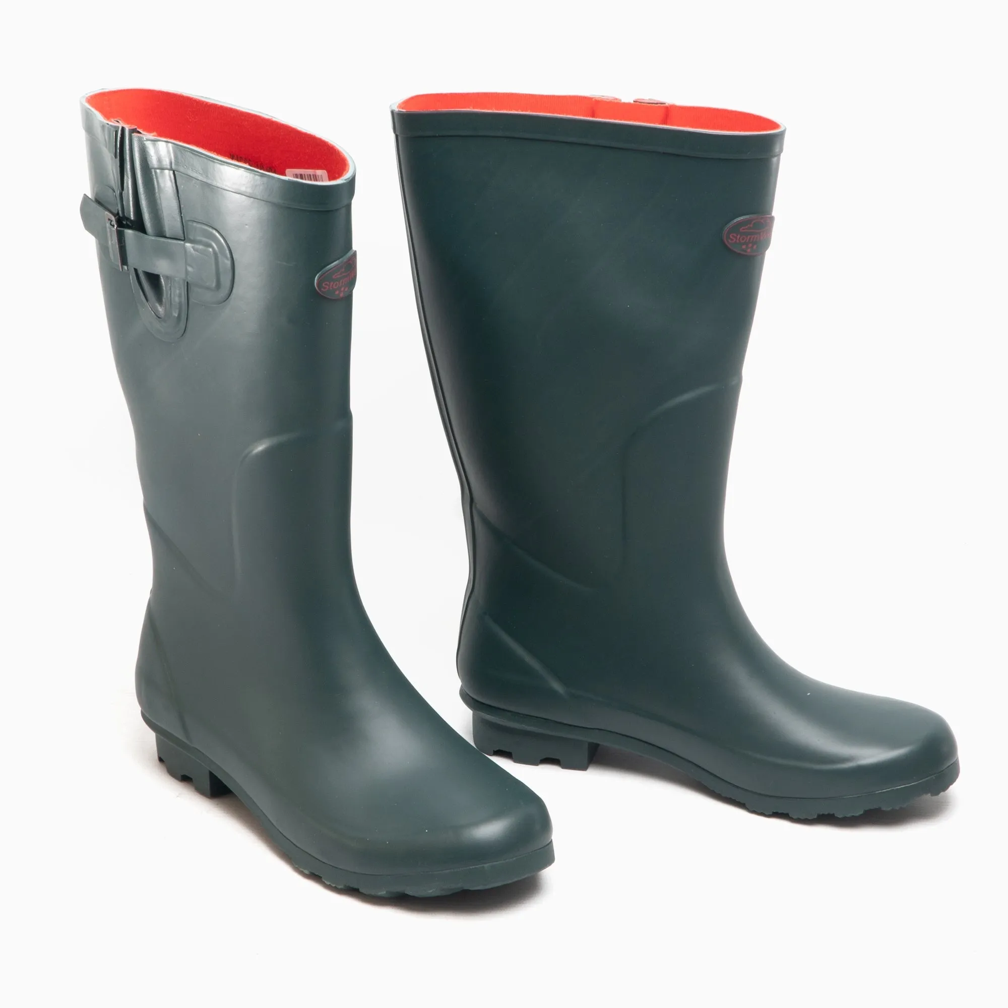 Stormwells BLYTHE Womens Rubber Wellington Boots Green/Red