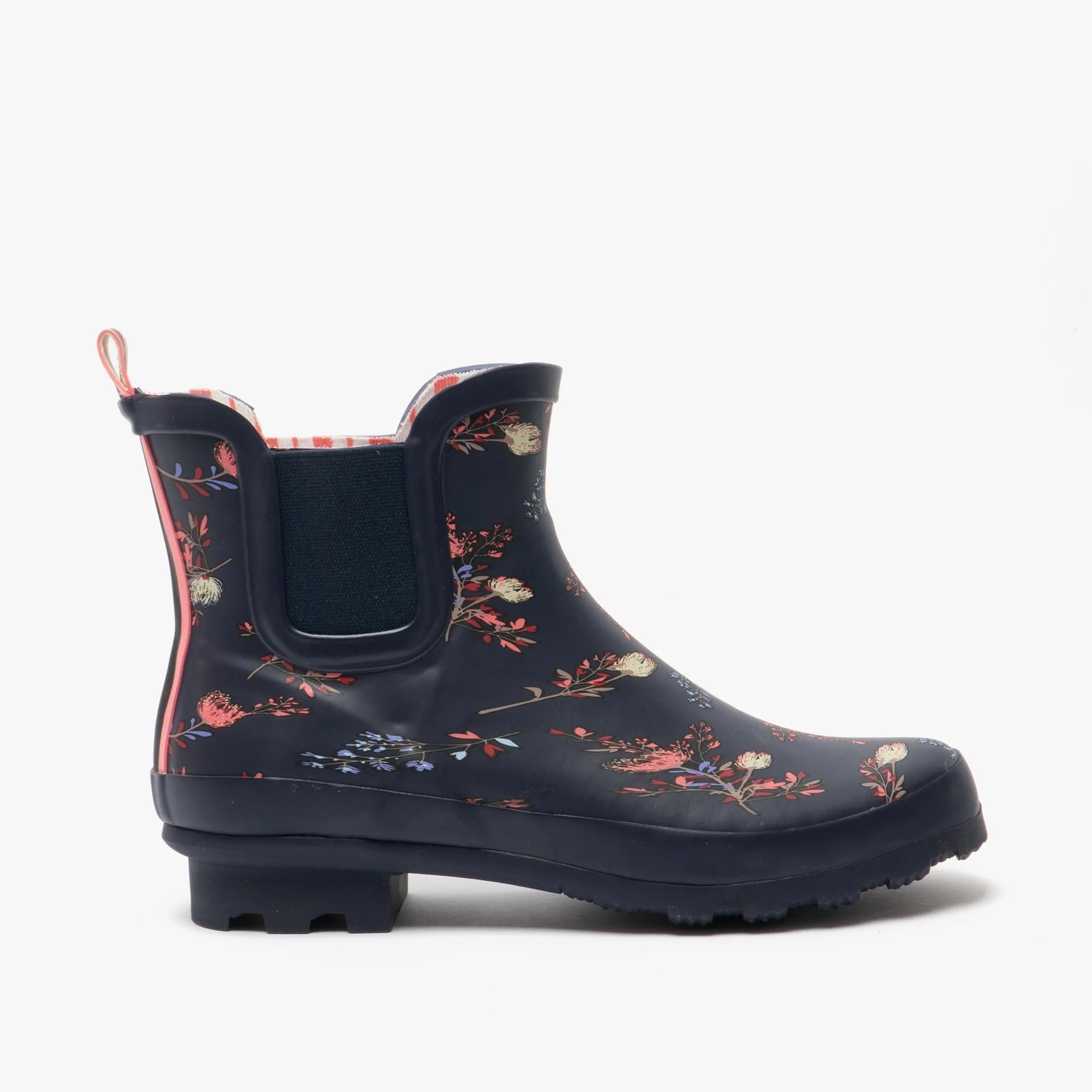 Stormwells RIVER Womens Rubber Ankle Wellington Boots Navy/Floral