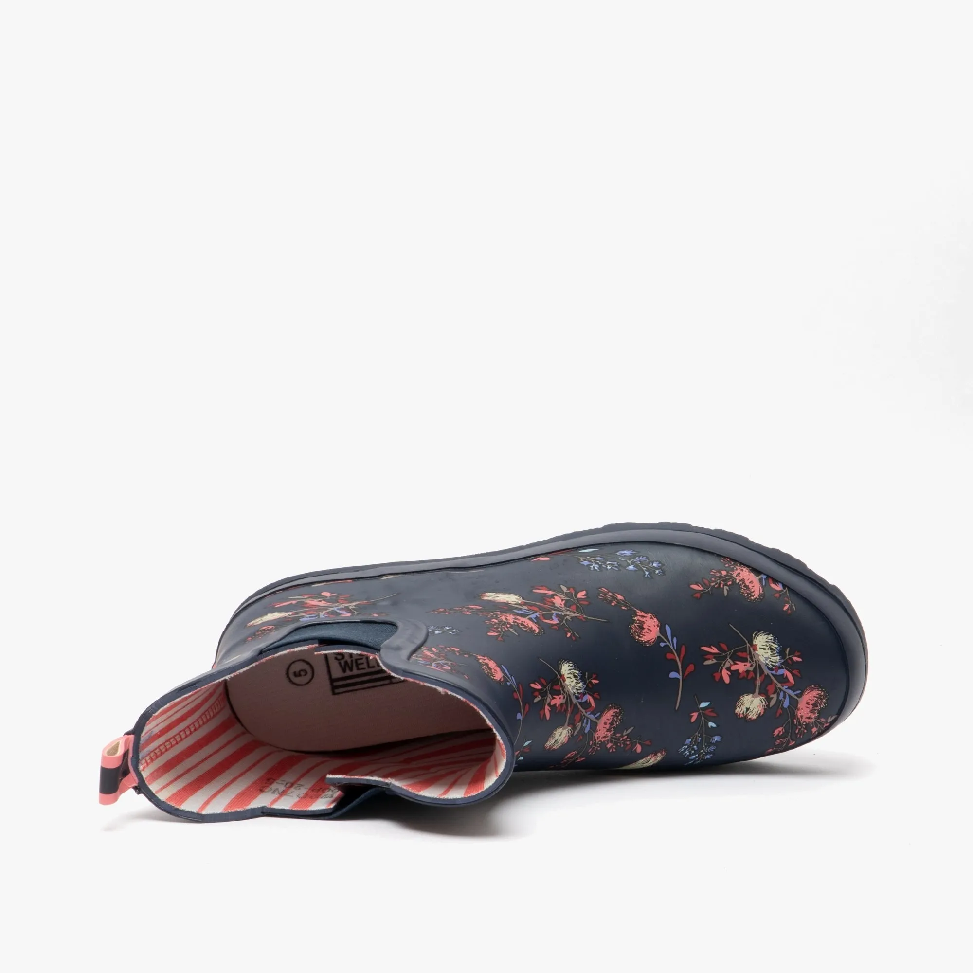 Stormwells RIVER Womens Rubber Ankle Wellington Boots Navy/Floral